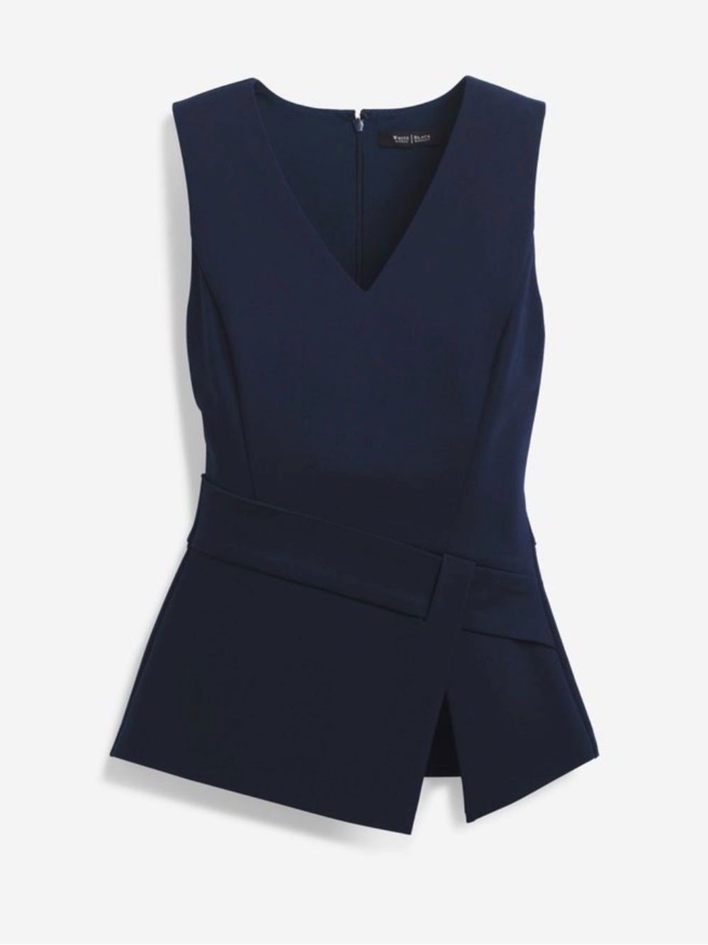 White House Black Market Navy V-Neck Sleeveless Peplum Tank